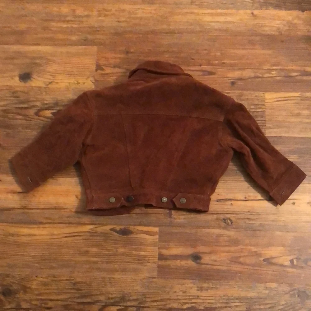Vintage GAP Kids l Brown Button Front Suede Jacket Heavy Sz XXS